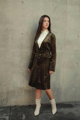 Pleated Suede Skirt