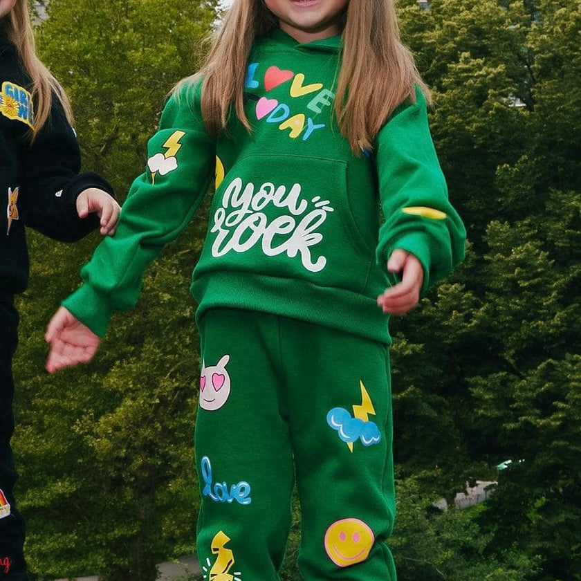 You Rock Doodle Print Hoodie And Pant Set