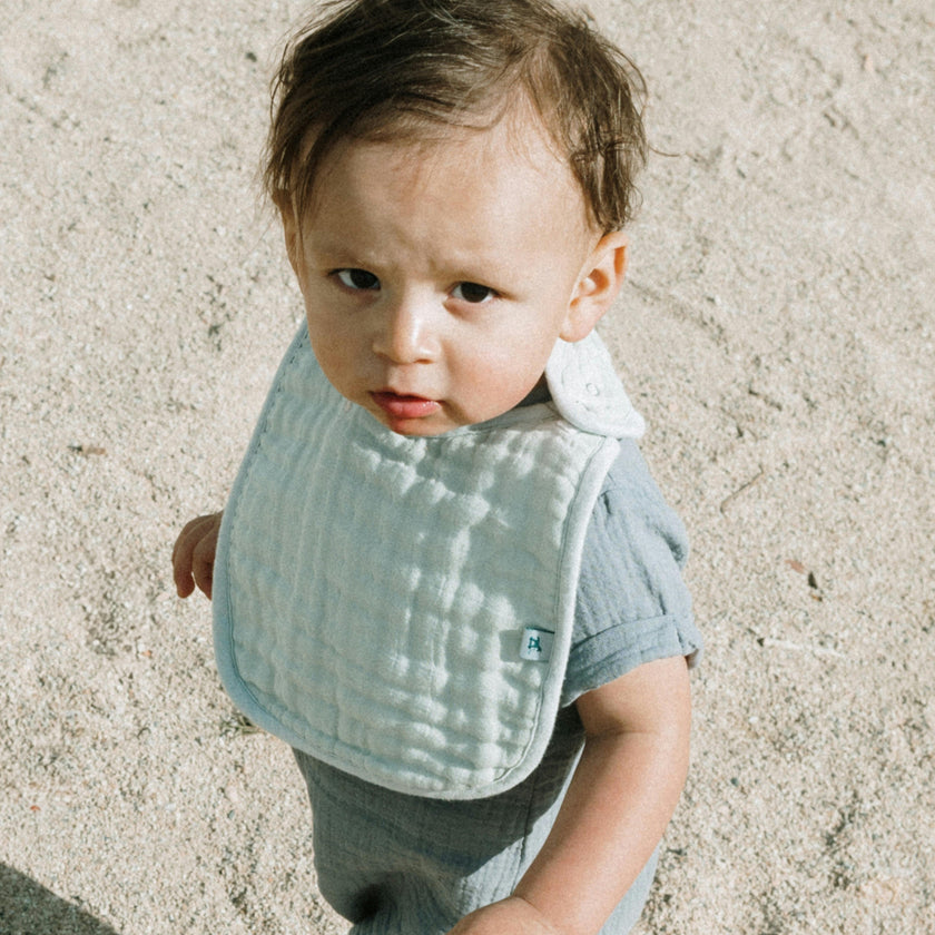 Organic Cotton Muslin Classic Bib 3 Pack - White Sage
