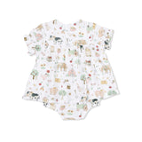 Cute Farm Animals Pink - Smocked Ruffle Bubble with Skirt