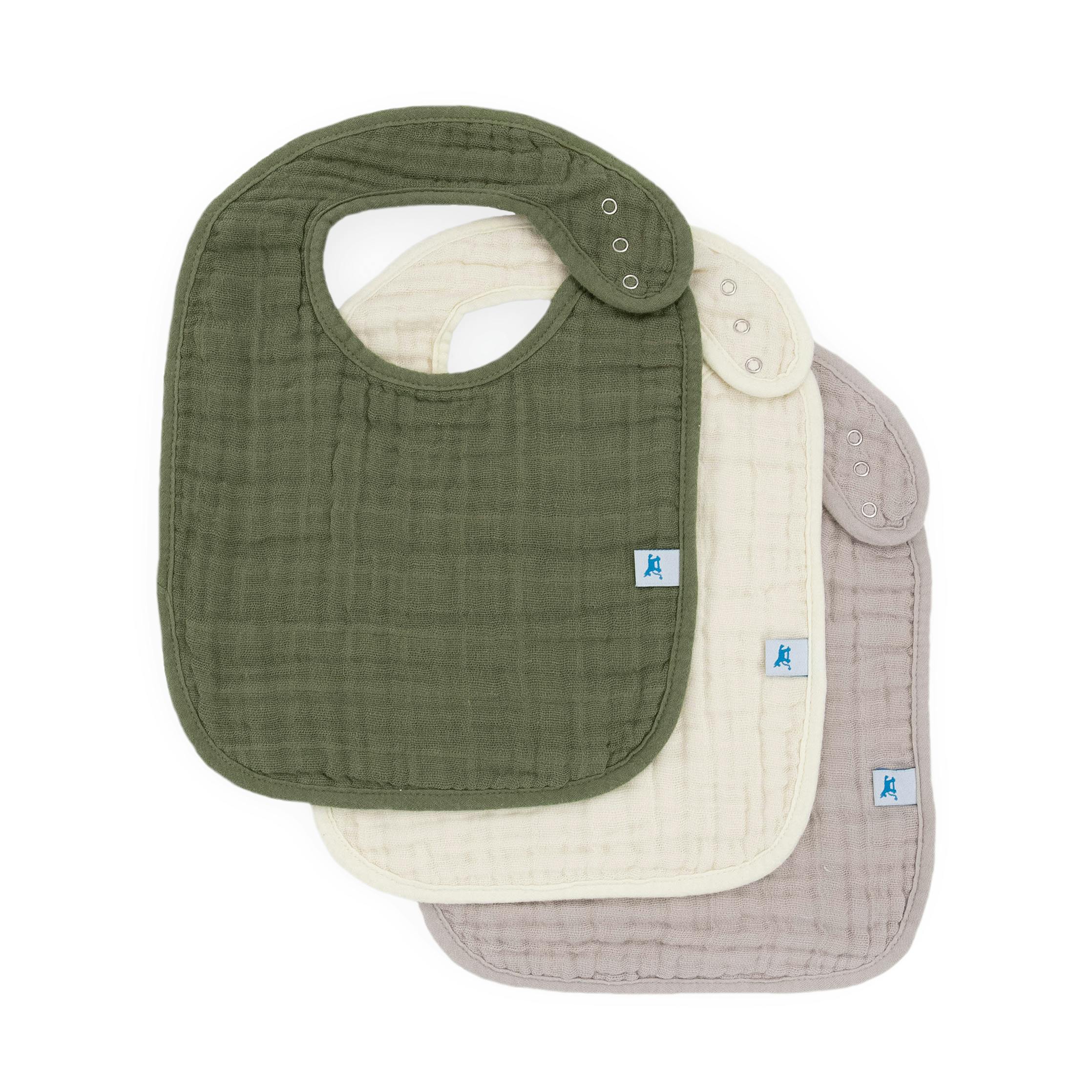 Cotton Muslin Classic Bib 3 Pack - Fern 2