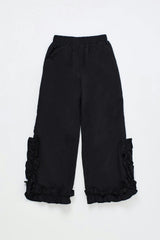 RUFFLES NYLON PANT BLACK