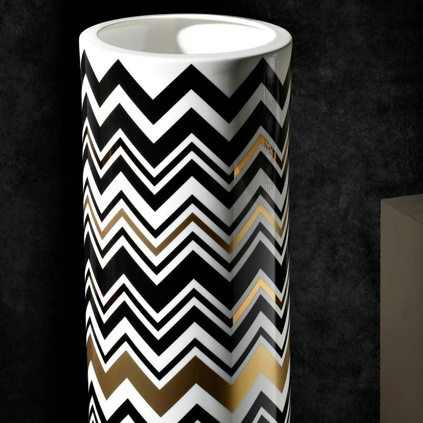 High Vase ZIG ZAG  Gold diam. 6.3", H 14"