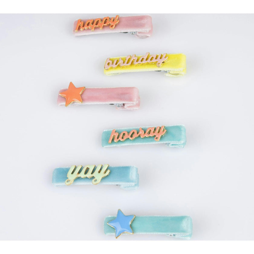 Happy Birthday Enamel Hair Clips