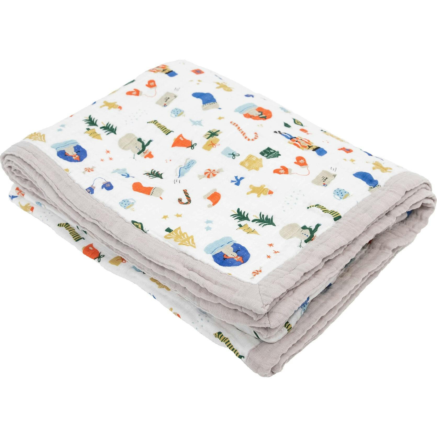 Cotton Muslin Quilted Throw - Christmas Time