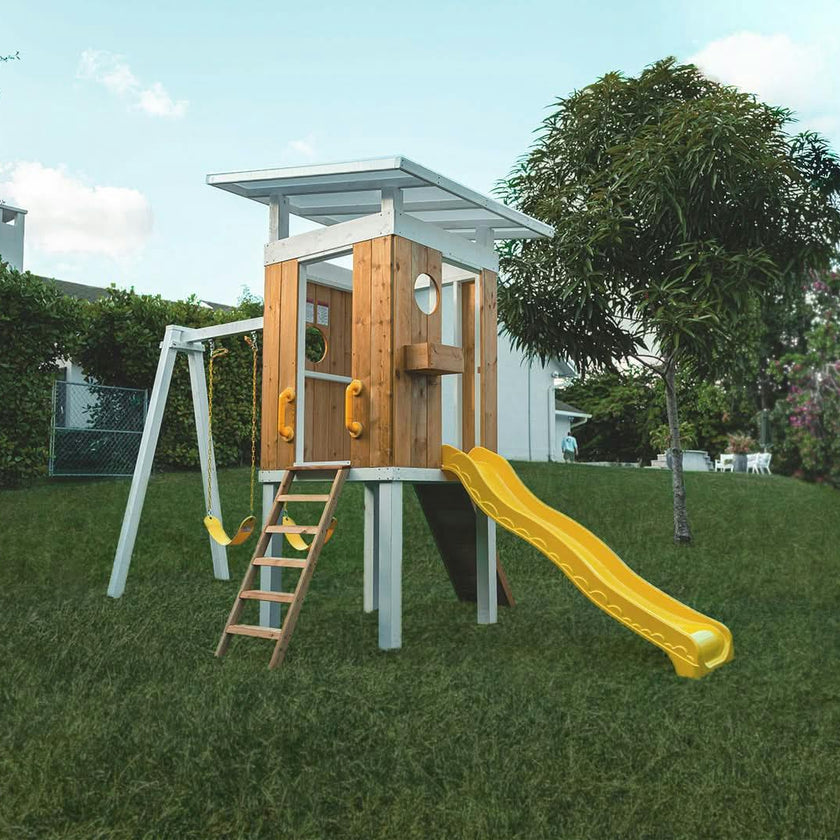 Forest - Modern Backyard Outdoor Swing Set 2 Swings And Trapeze Bar