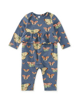 Pretty Peplum Baby Romper, Skyfield Butterflies