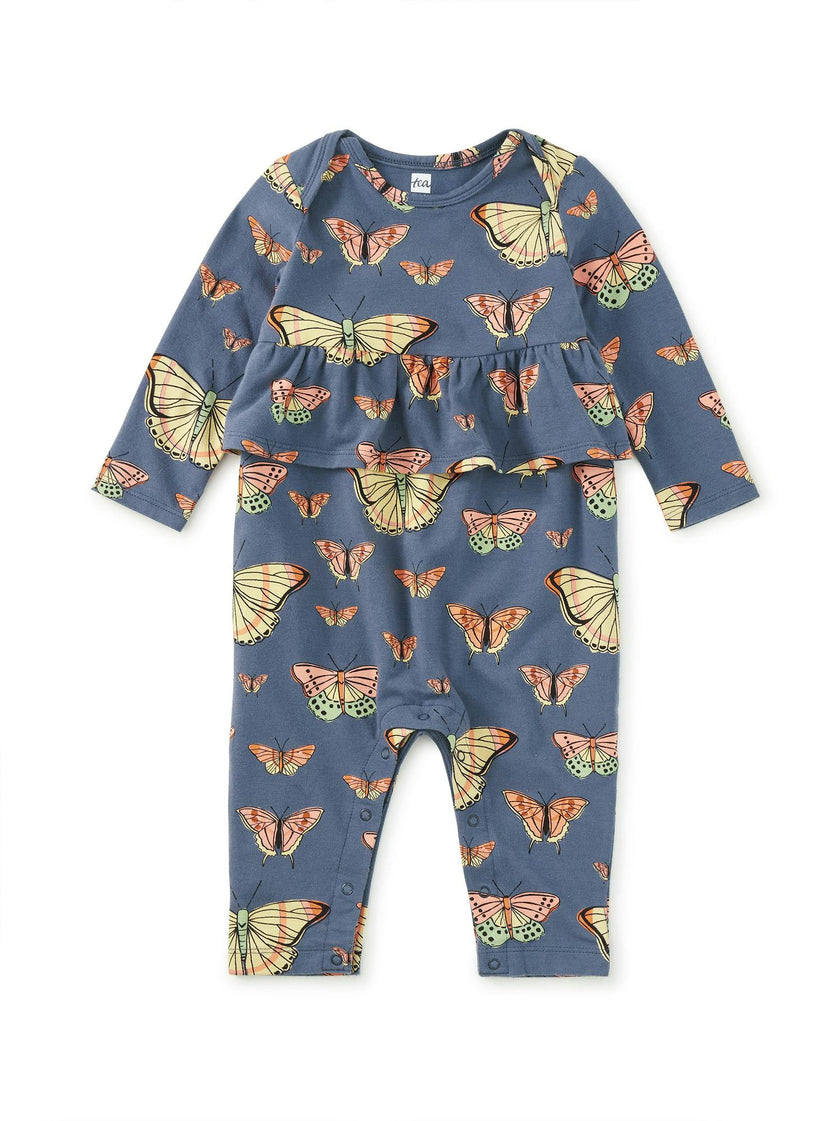Pretty Peplum Baby Romper, Skyfield Butterflies