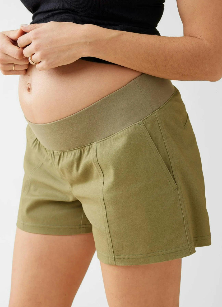 Soft Cotton Utility Maternity Shorts