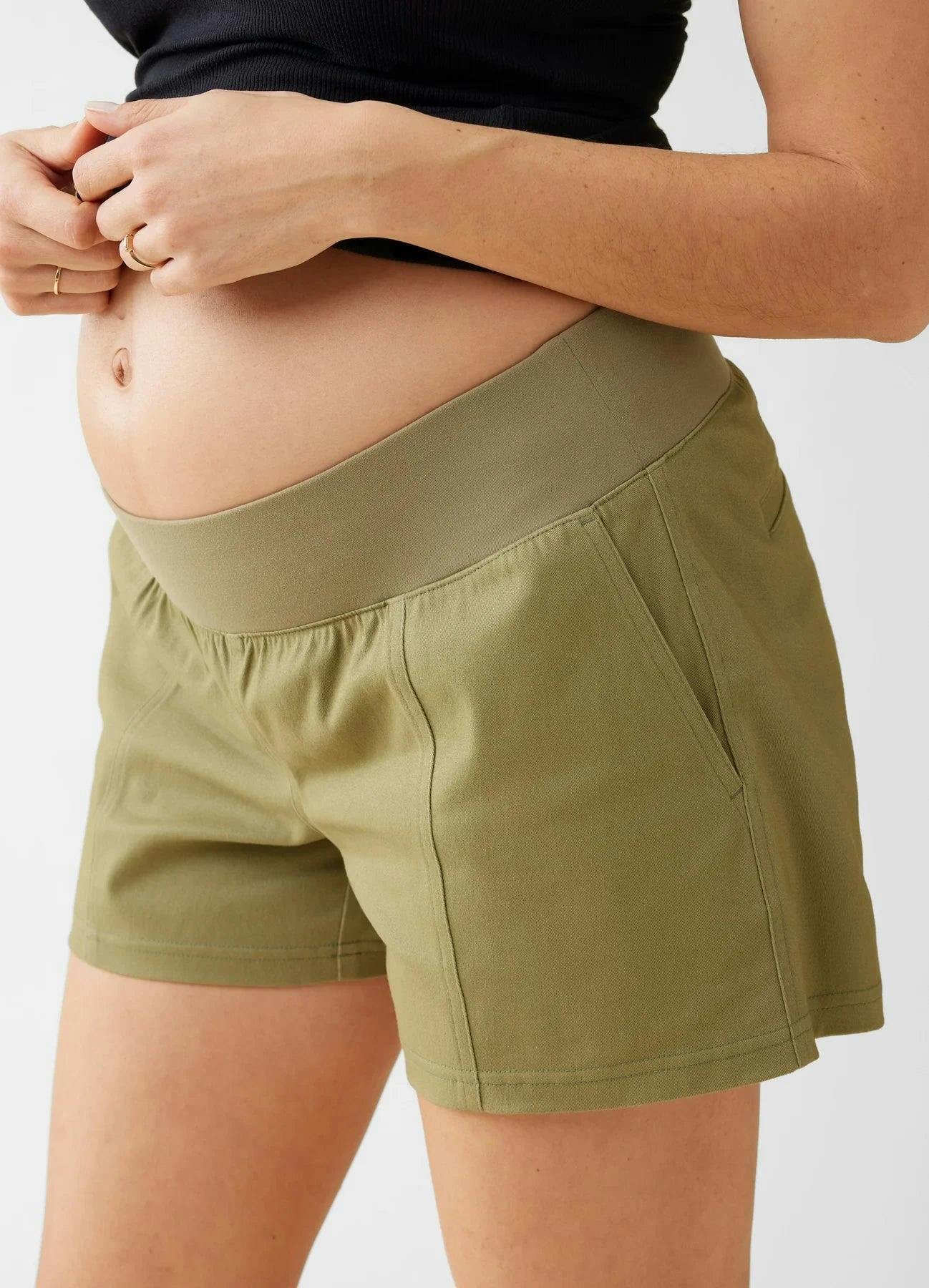 Soft Cotton Utility Maternity Shorts