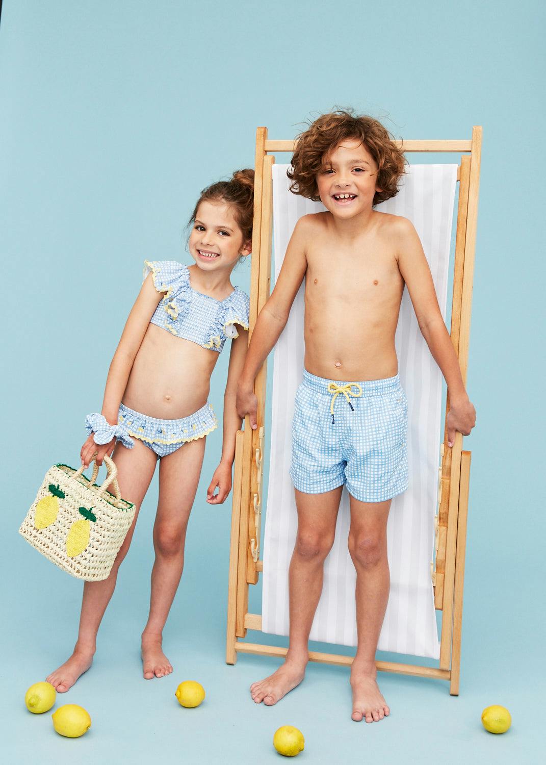 SCW x J&Josh Blue Gingham Lemon Bikini