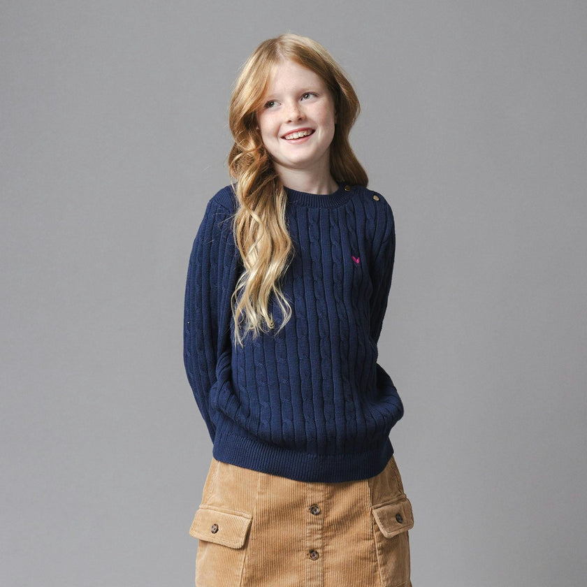 Organic Crew Neck Cable Sweater