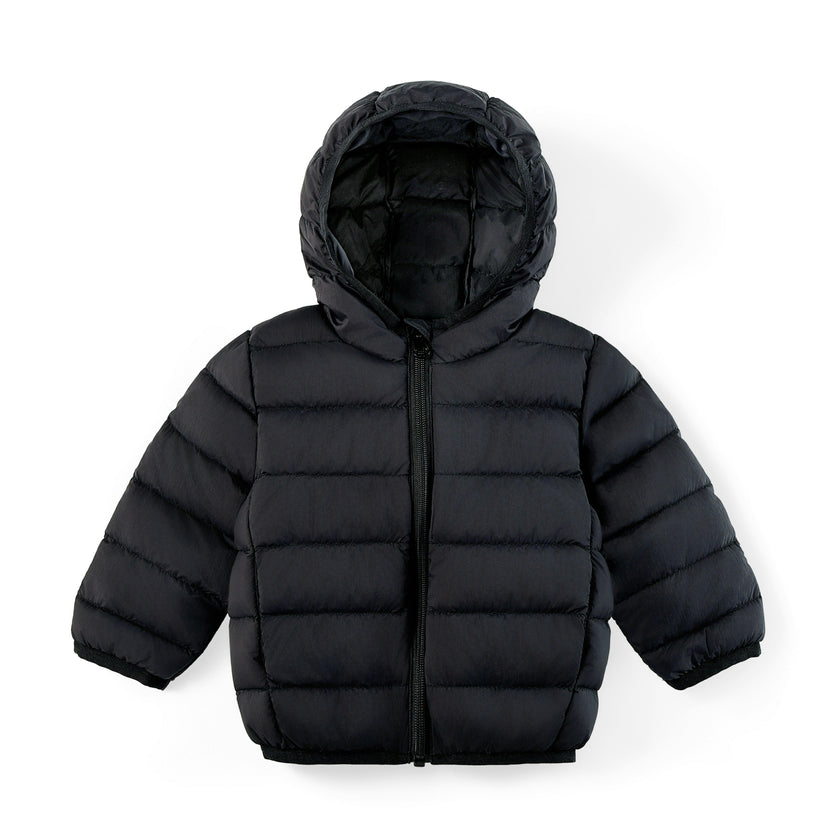 Black Down Quilted Hooded Puffer Jacket
