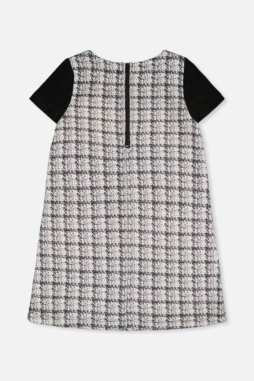 Sleeveless Knitwear A-Line Dress Black And White