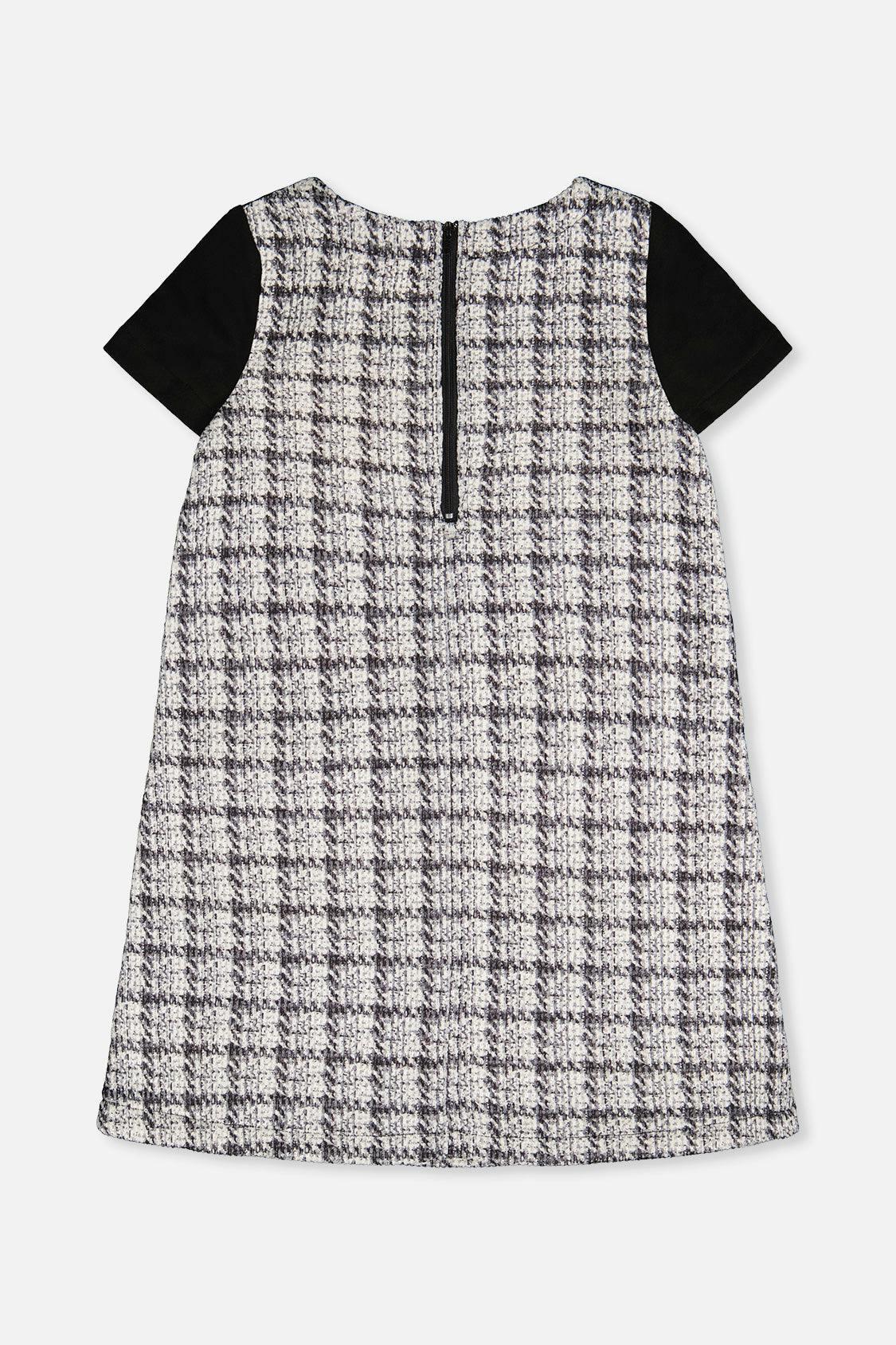 Sleeveless Knitwear A-Line Dress Black And White