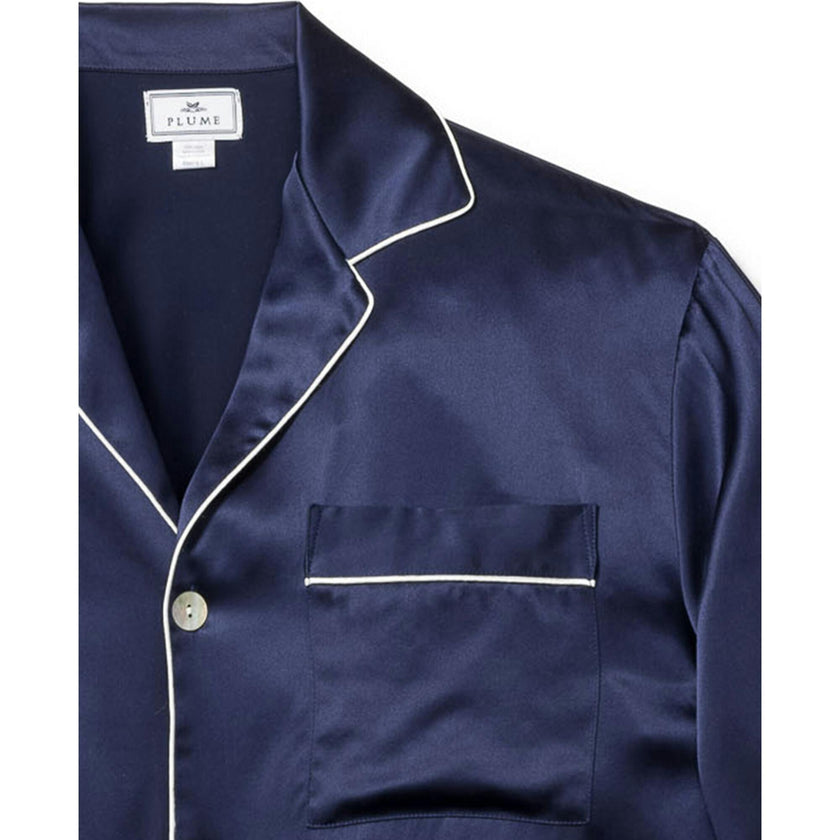 Men's Silk Pajama Set in Navy