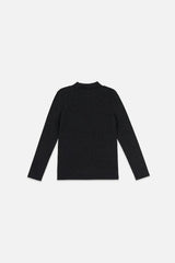 Brushed Rib Crew Neck Top Black