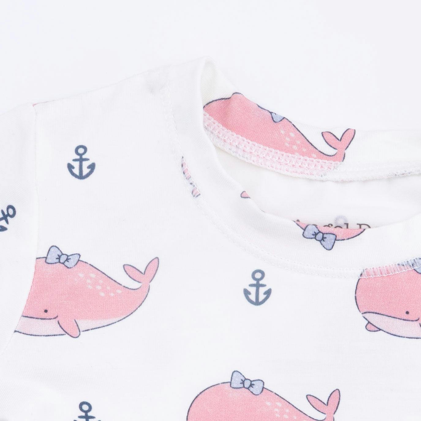 Bubbly Whale with Bow  Pink - Loungewear Short Set