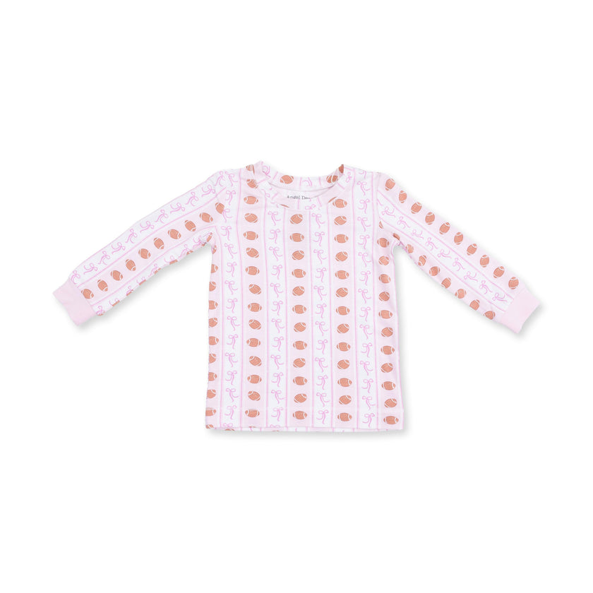 Football Bow Stripe - Long Sleeve Loungewear Set