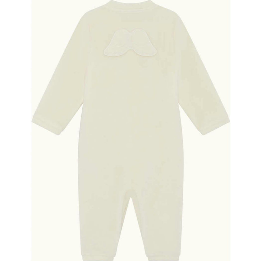 Velour Angel Wing™ Footless Sleepsuit - Cream