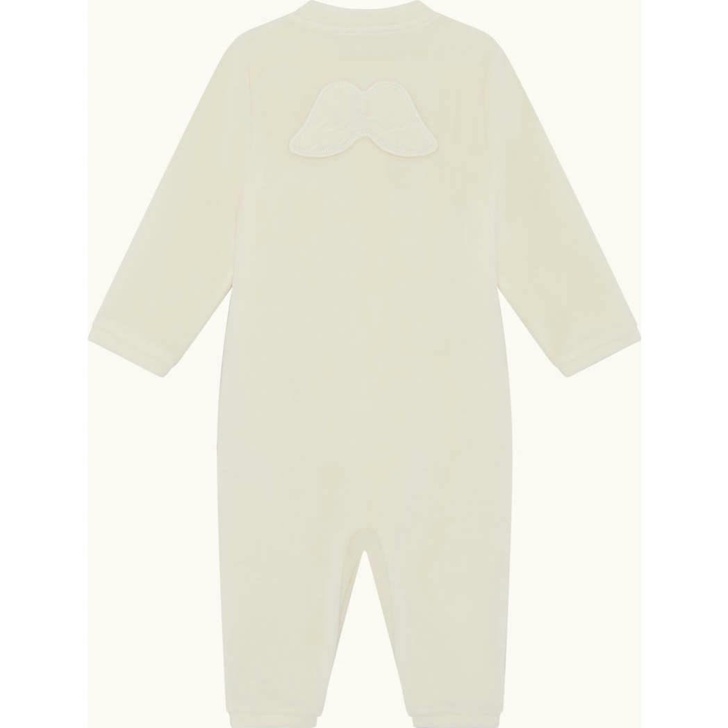 Velour Angel Wing™ Footless Sleepsuit - Cream