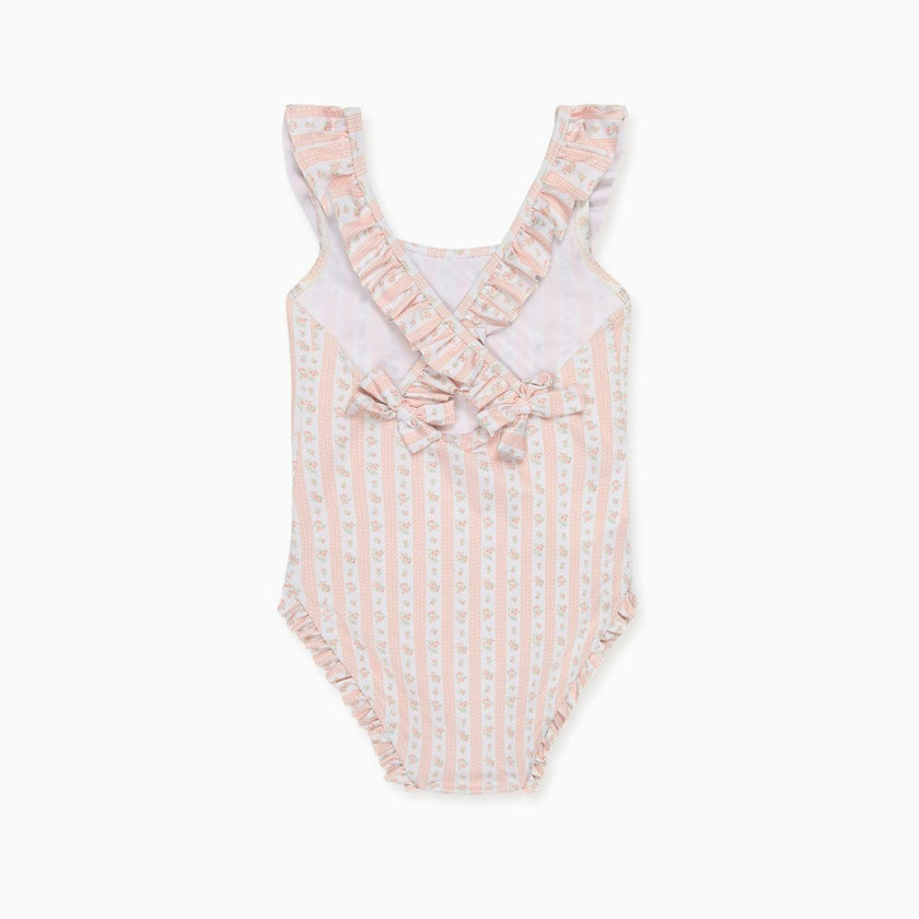 Pink Floral Stripe Opal Girl Swimsuit