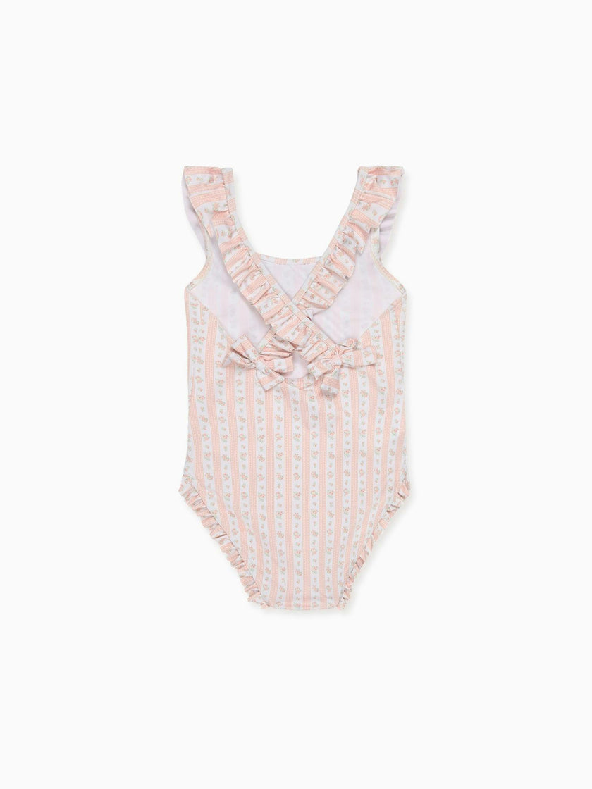 Pink Floral Stripe Opal Girl Swimsuit