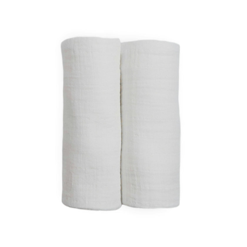 Organic Cotton Muslin Swaddle Blanket 2 Pack - White