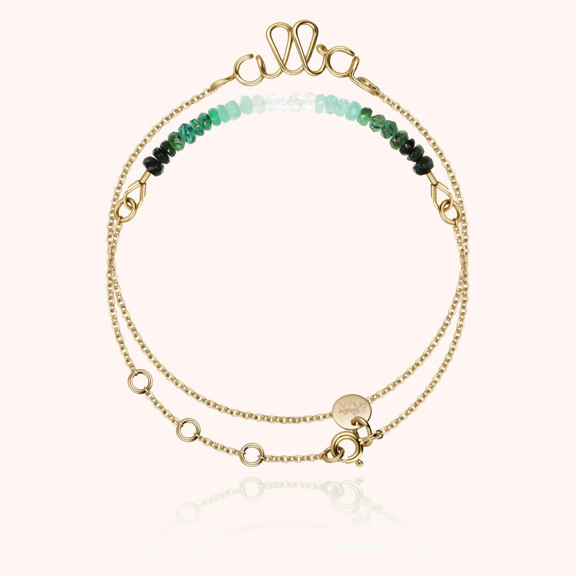 Women's Personalized Double Wrap Bracelet, Emerald