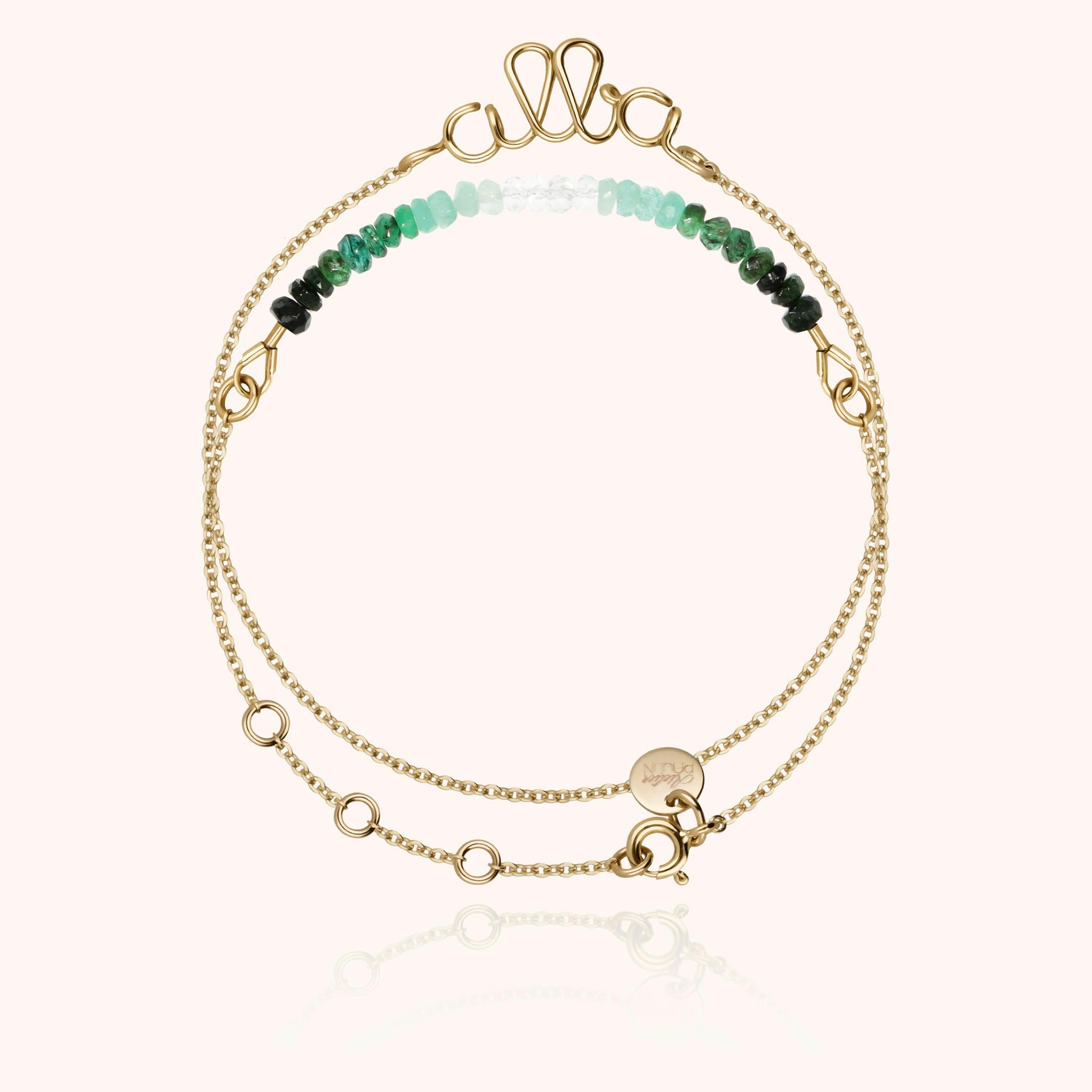 Women's Personalized Double Wrap Bracelet, Emerald