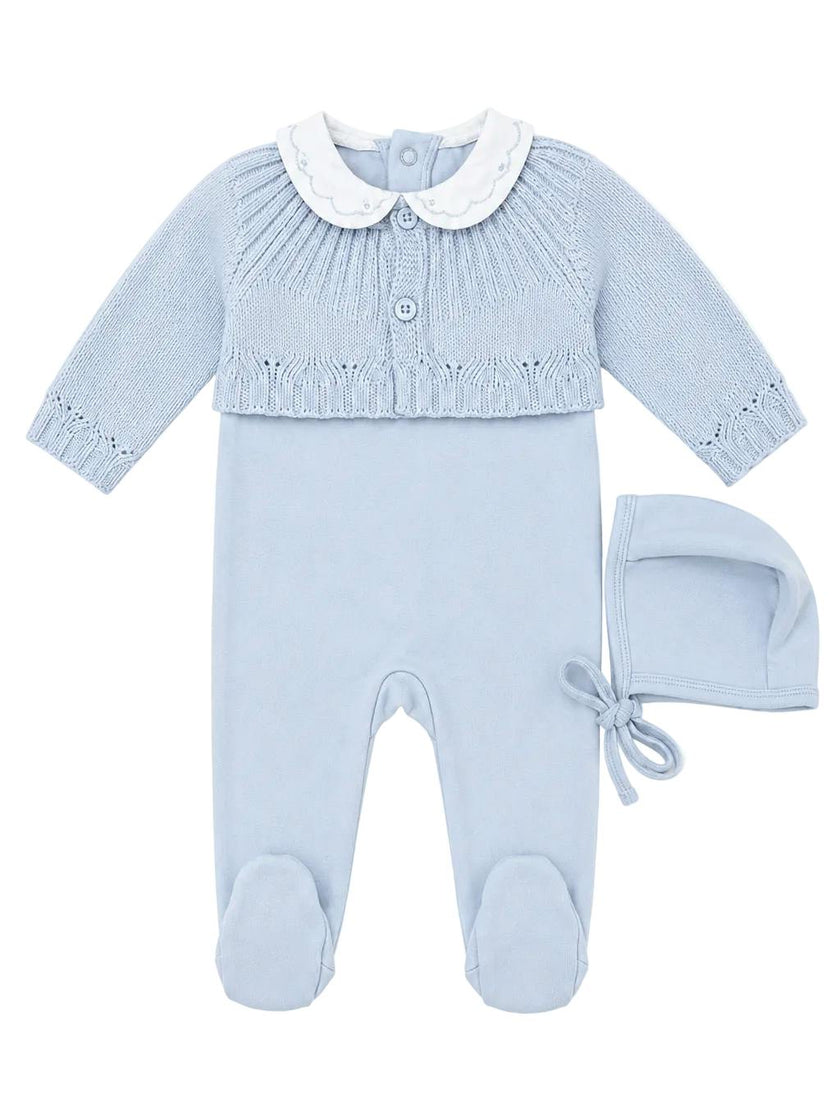 Cherry Embroidered Collar Footie & Cardigan Set