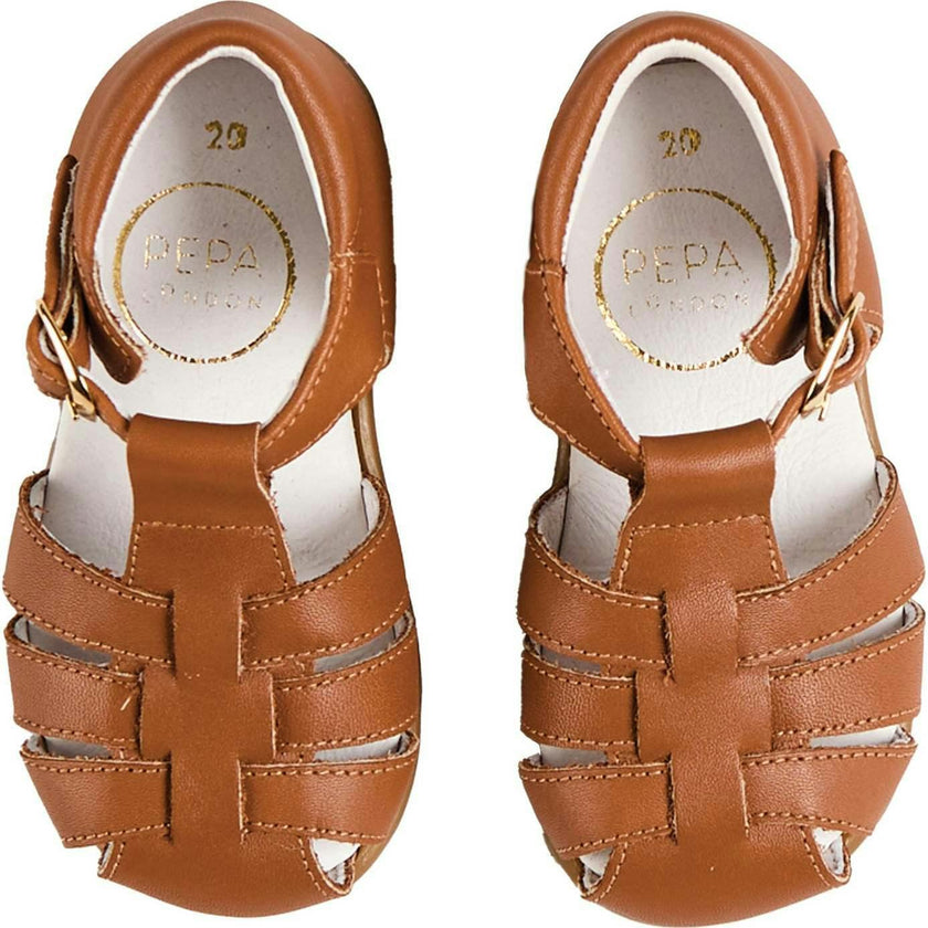 Woven Leather Fisherman Sandals in Brown (20-27EU)