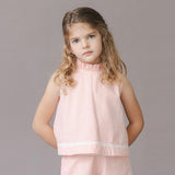Organic Ruffle Neck Seersucker Top
