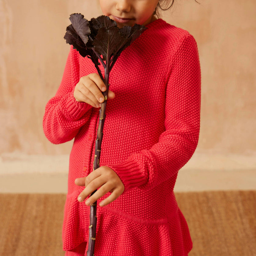 Moss Stitch Jacket | Raspberry