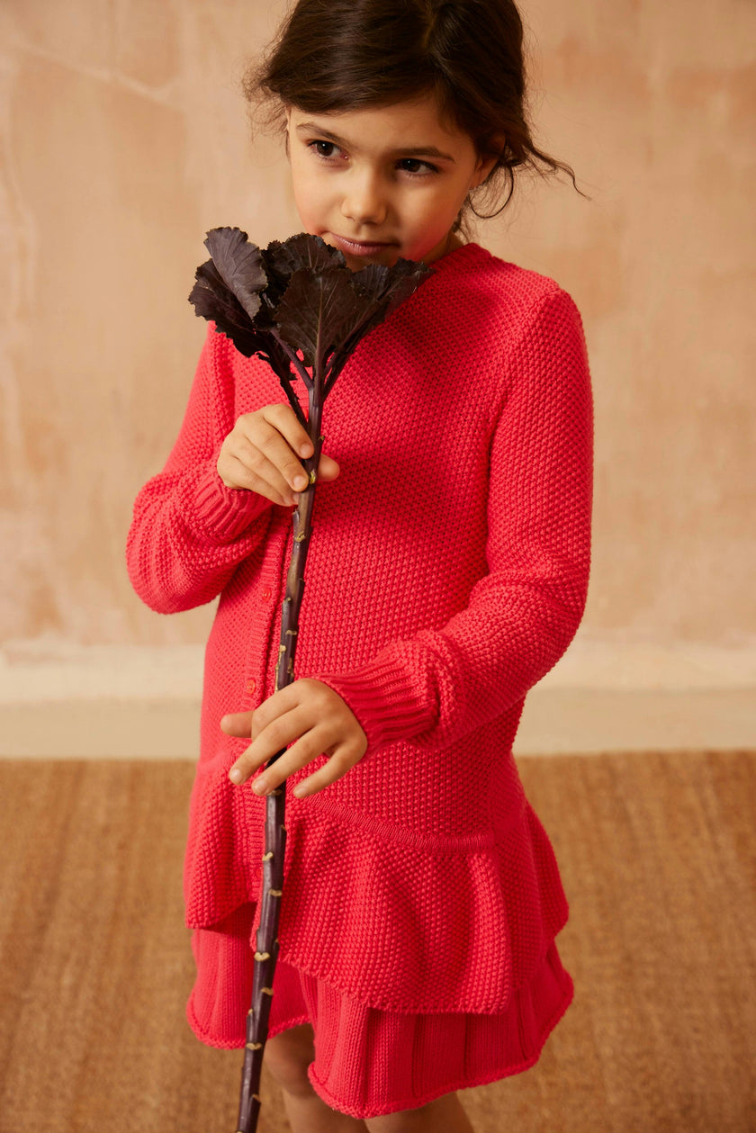 Moss Stitch Jacket | Raspberry
