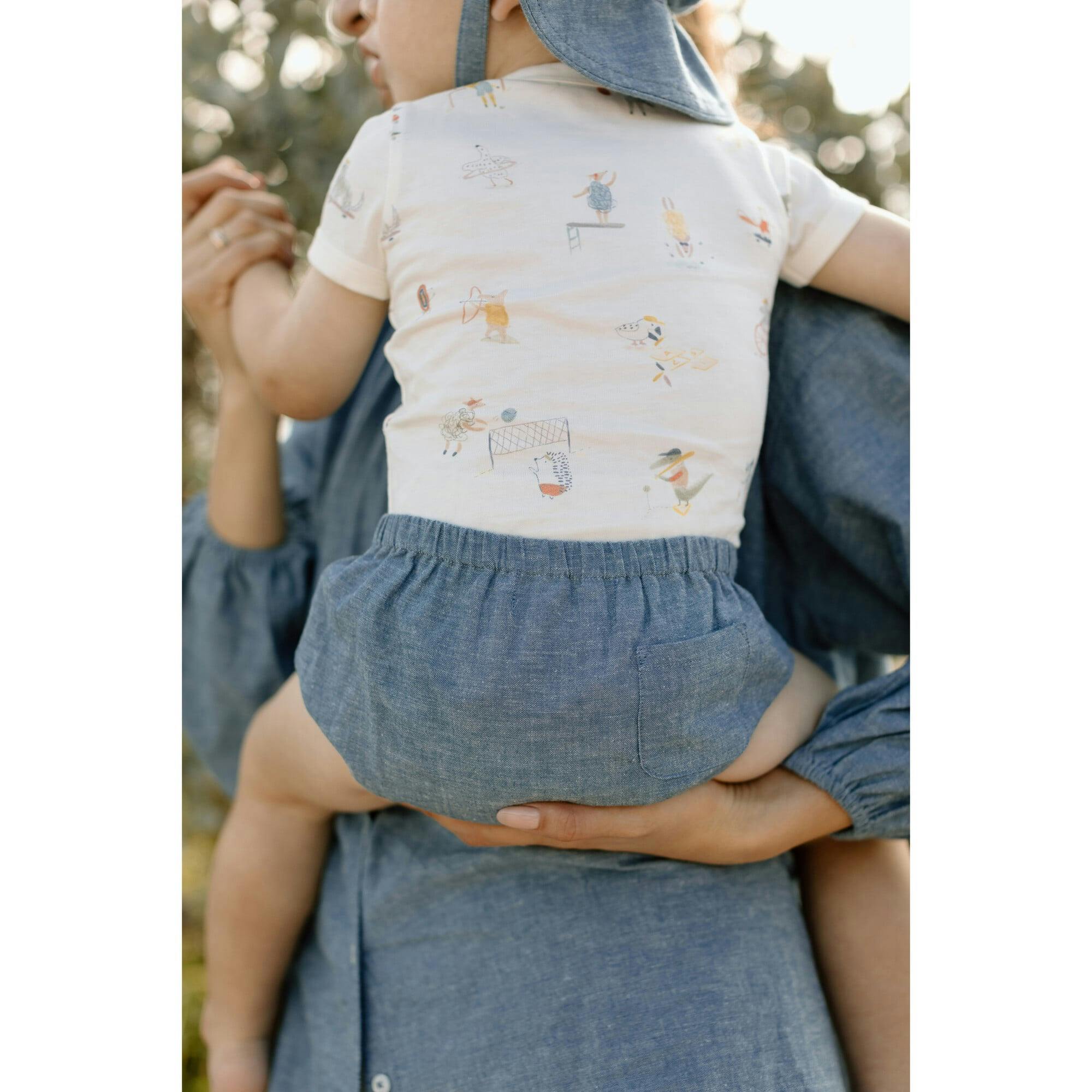 Short Sleeve Kimono Snap Onesie, Multi