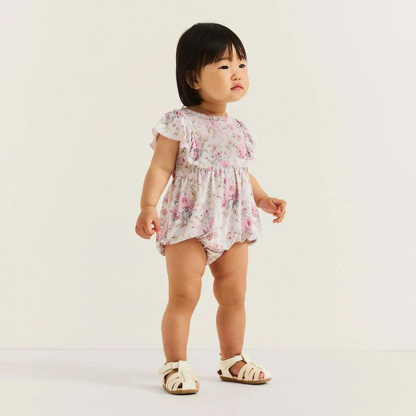 Roberta Flutter Sleeve Picot Bubble Romper