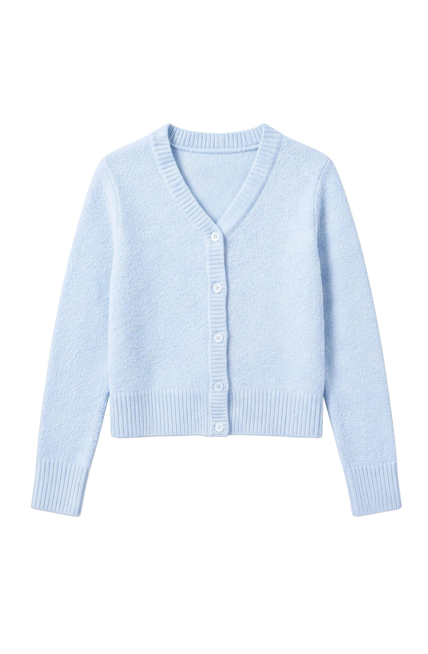 Gracie V-Neck Cardigan Sweater - Light Blue
