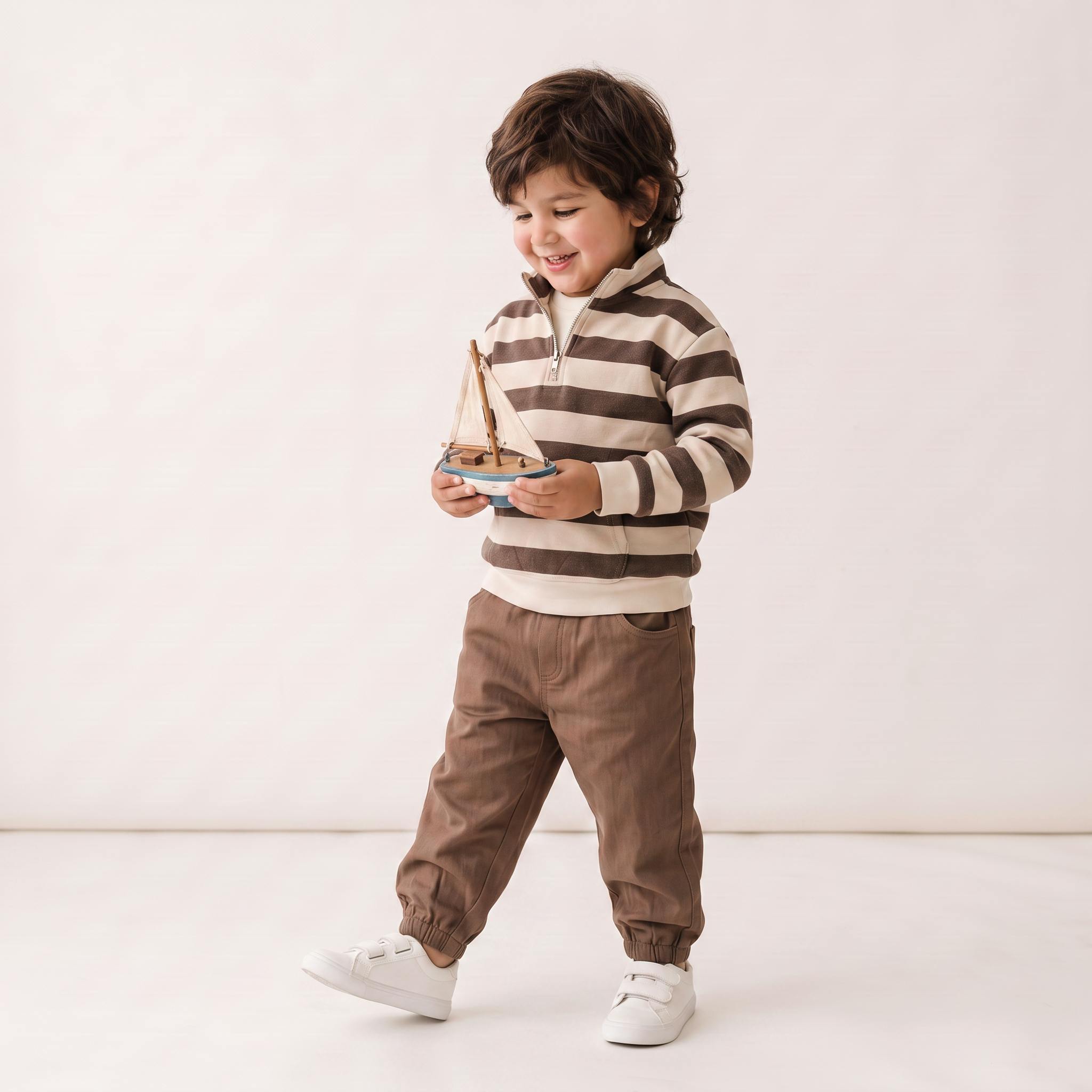 Organic Twill Joggers Pants - Brown