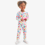 Kids organic long sleeve PJ set in rainbow candy hearts