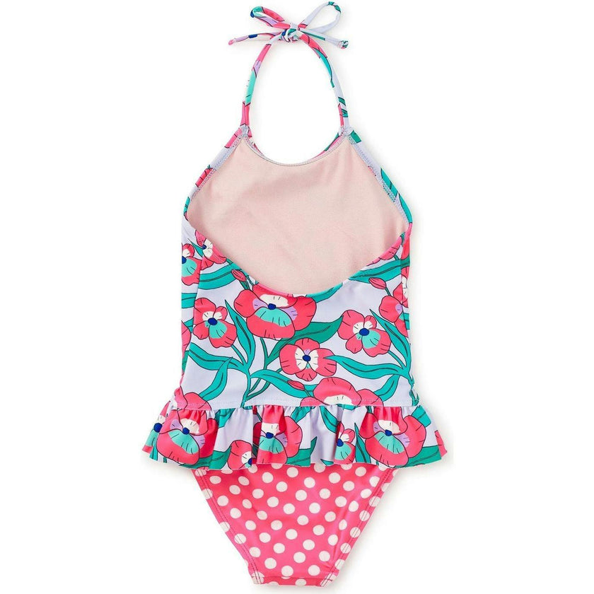 Peplum One-Piece Swimsuit, Red