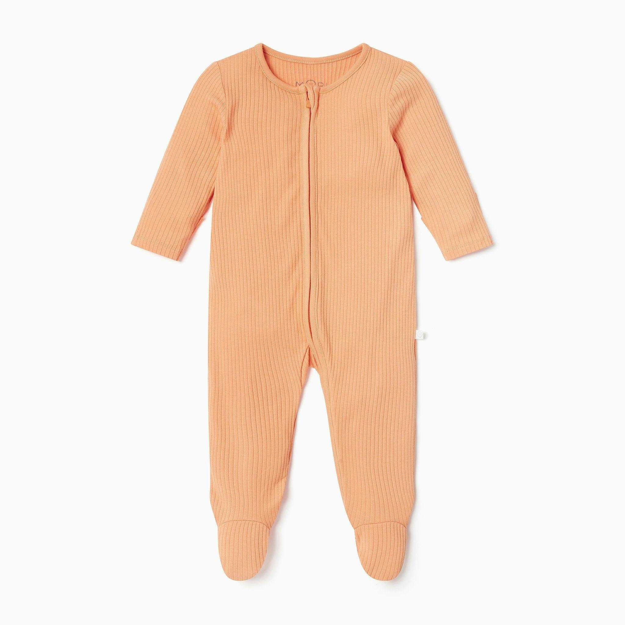 Ribbed Clever Zip Footed Baby Pajamas