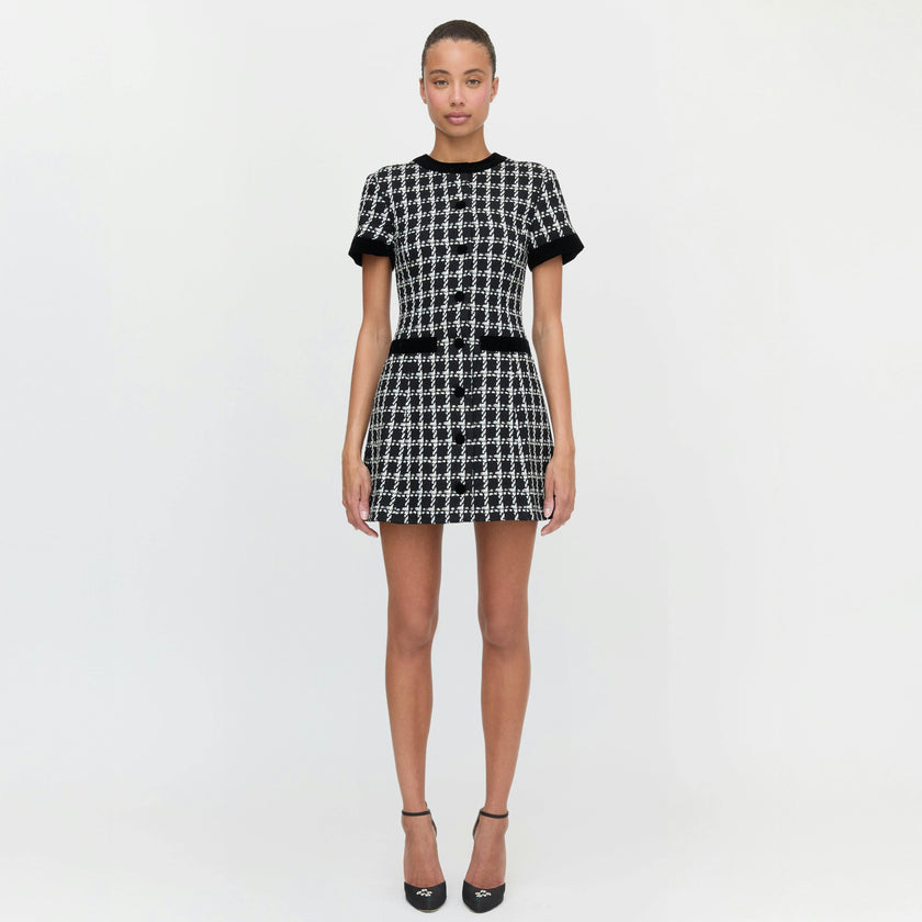 The Allegra Dress - Black and White Tweed