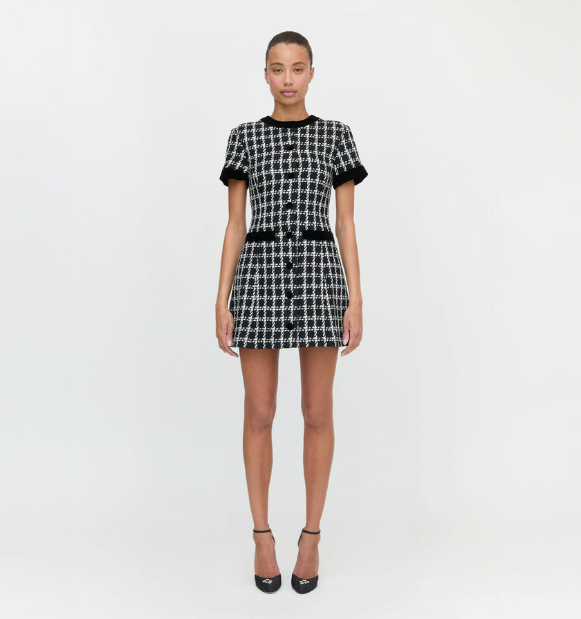 The Allegra Dress - Black and White Tweed