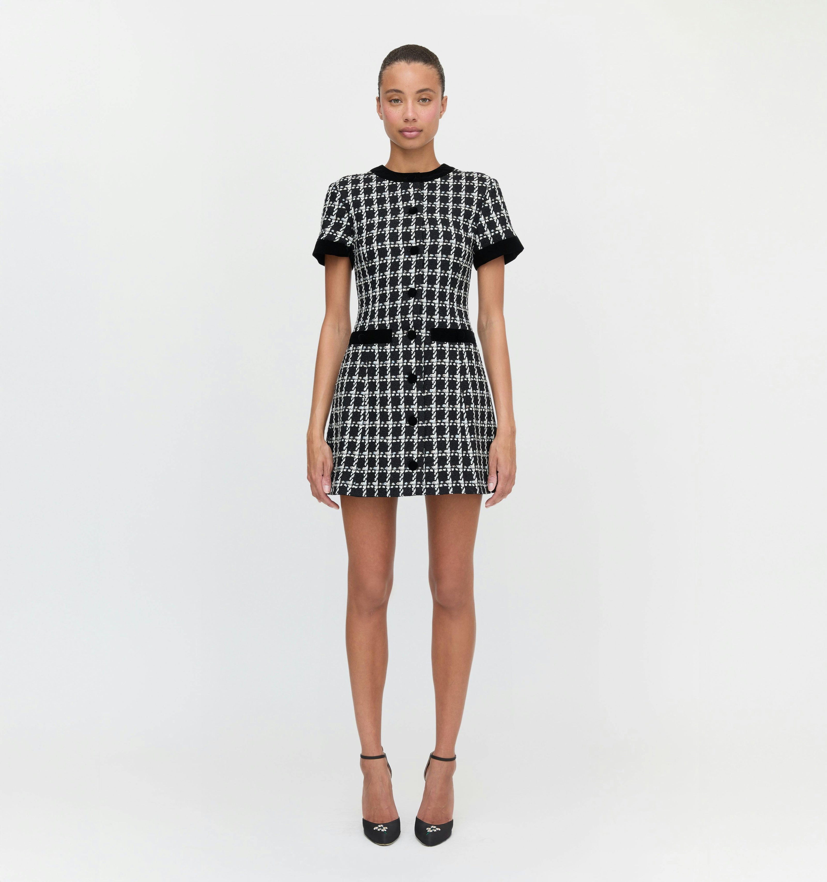 The Allegra Dress - Black and White Tweed