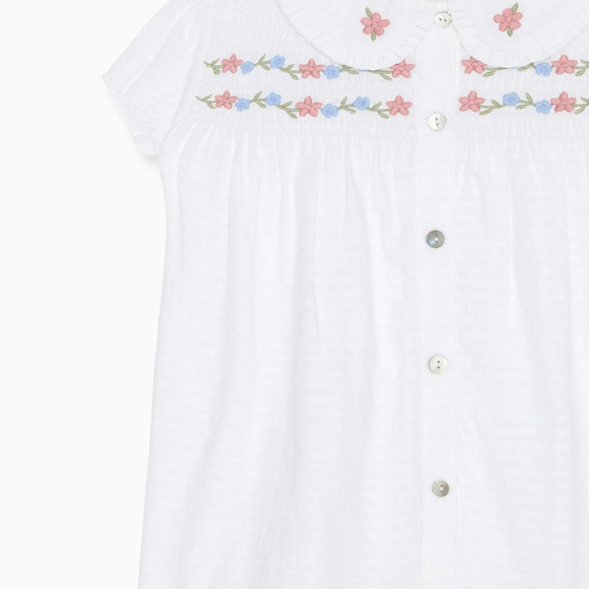 White Gingham Juana Girl Shirt