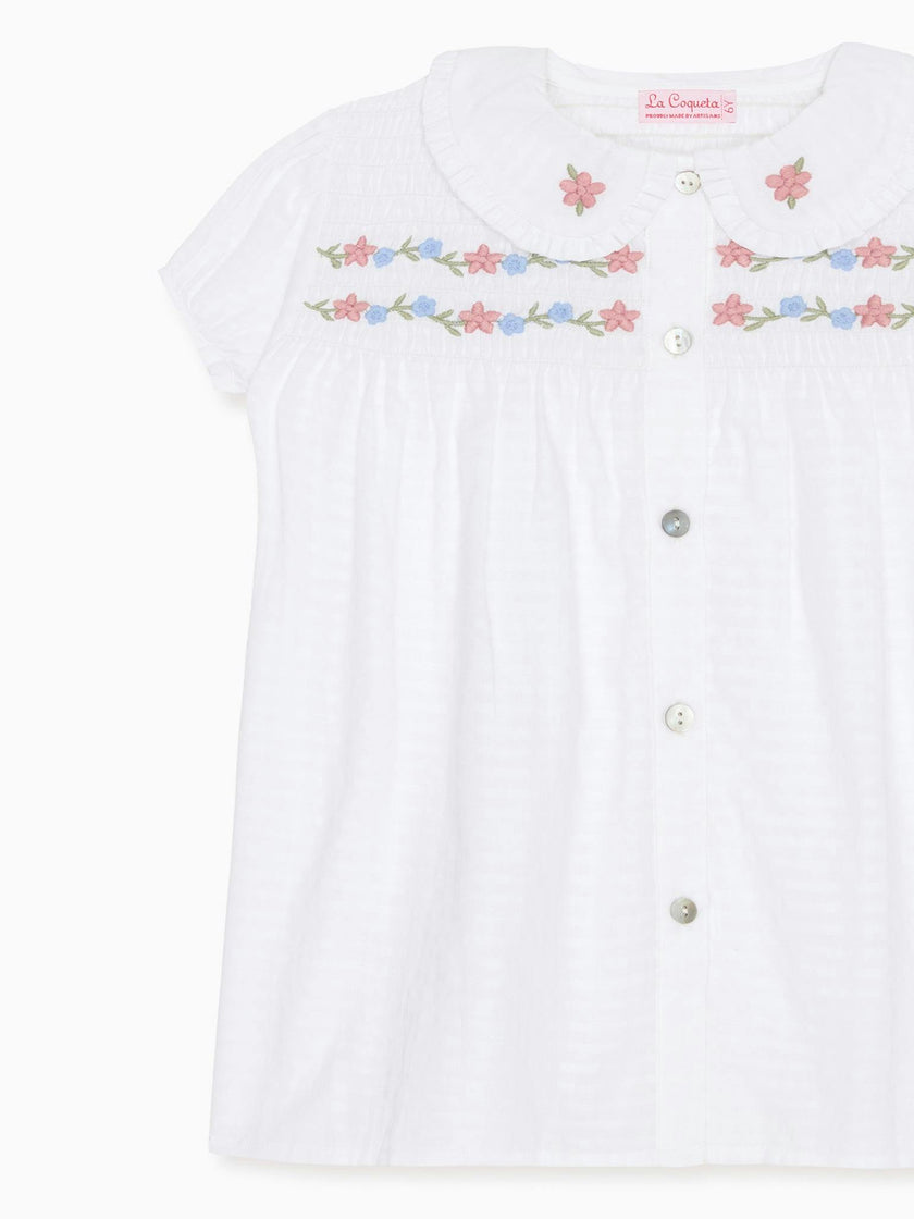 White Gingham Juana Girl Shirt