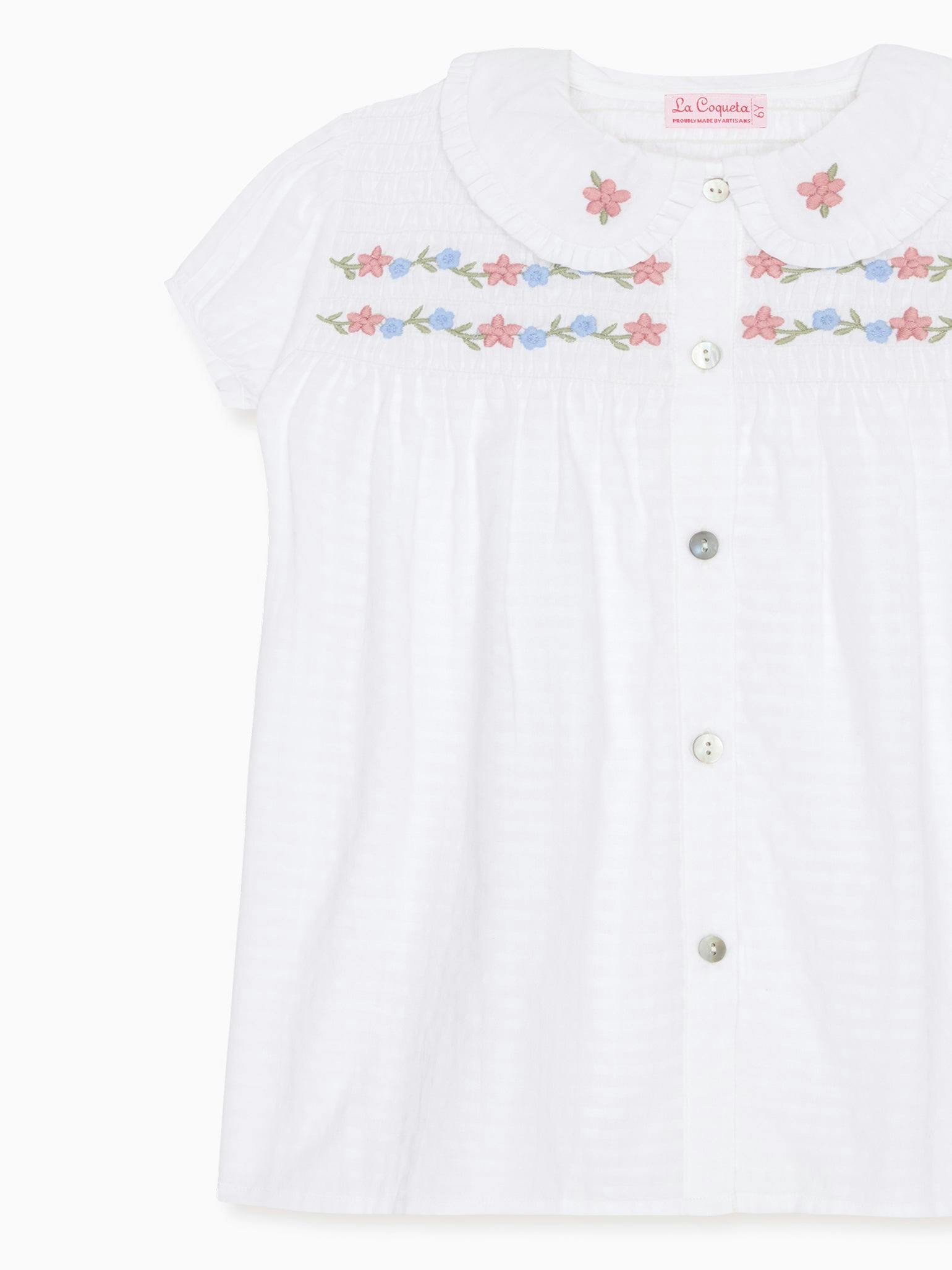 White Gingham Juana Girl Shirt