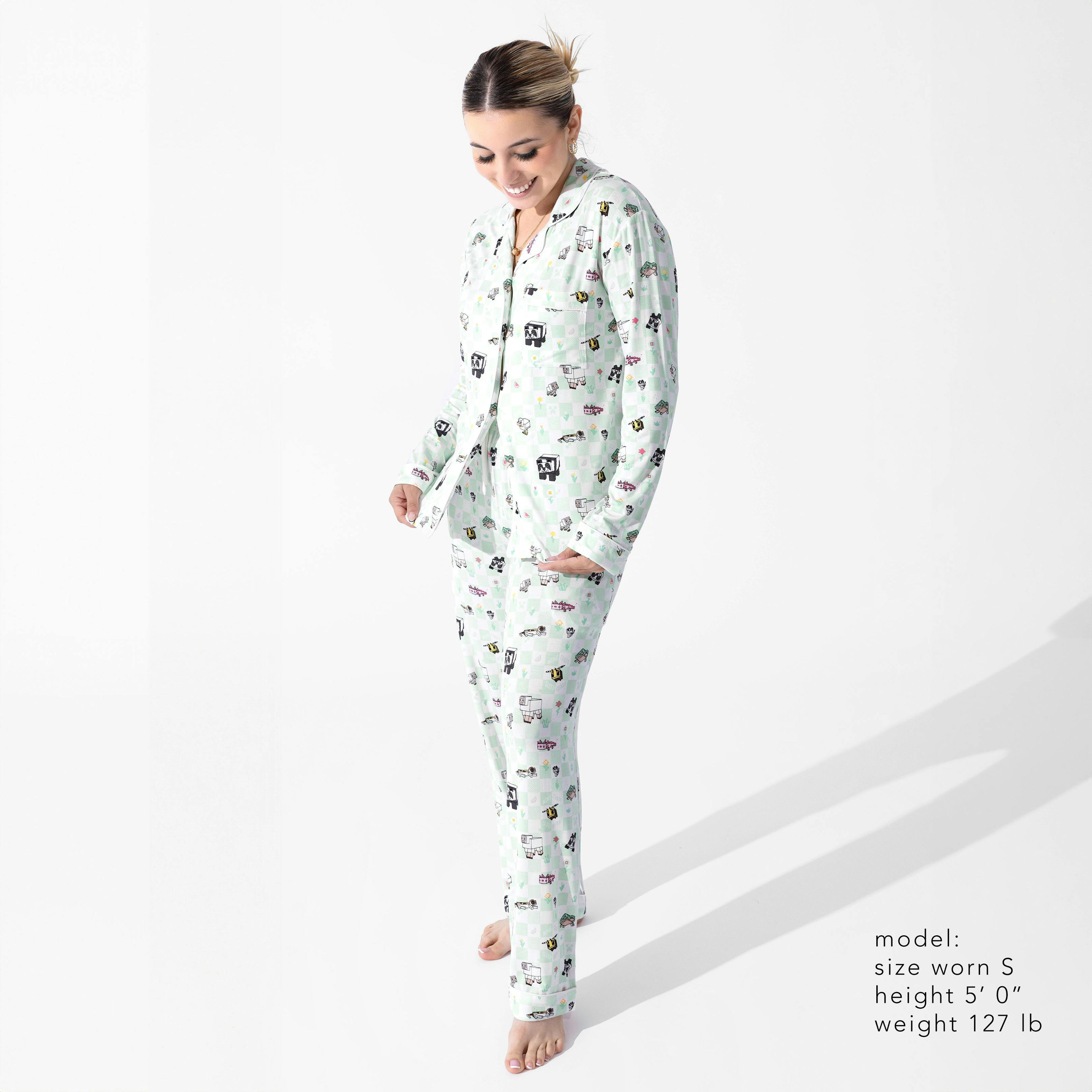 Minecraft Sleep Repeat Bamboo Women's Pajama Set