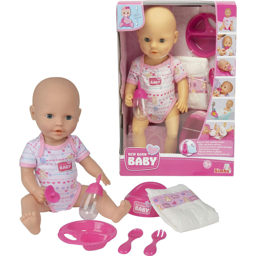 Newborn Baby: Drink & Wet - 7pc Pink - 15" Doll